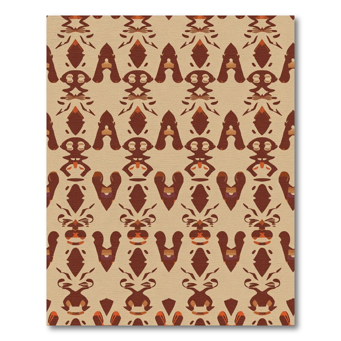 Geometric Brown Ochre Tribal Symmetry Rug
