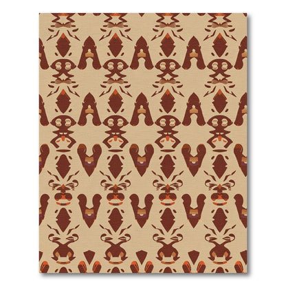 Geometric Brown Ochre Tribal Symmetry Rug