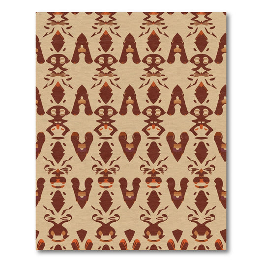 Geometric Brown Ochre Tribal Symmetry Rug