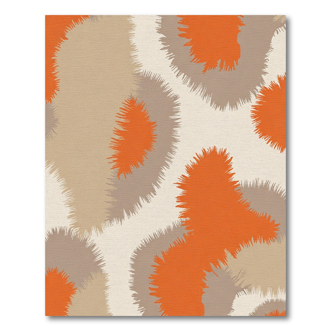 Orange Tan Gray Abstract Brushstroke Rug