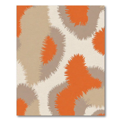 Orange Tan Gray Abstract Brushstroke Rug