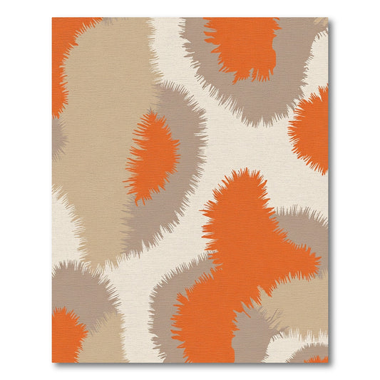Orange Tan Gray Abstract Brushstroke Rug
