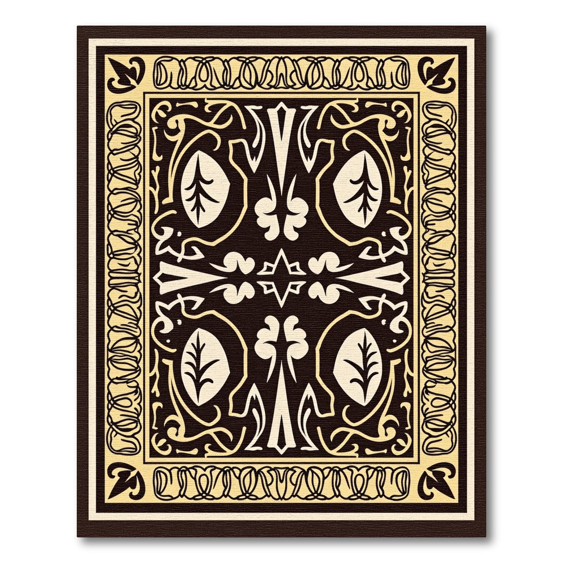 Dark Cream Ornamental Scrollwork Rug