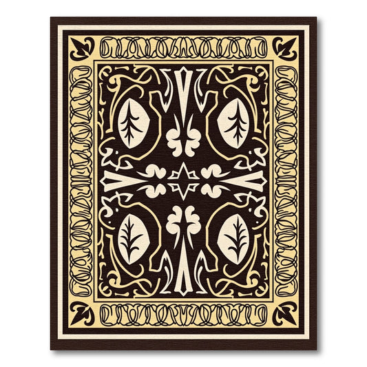 Dark Cream Ornamental Scrollwork Rug