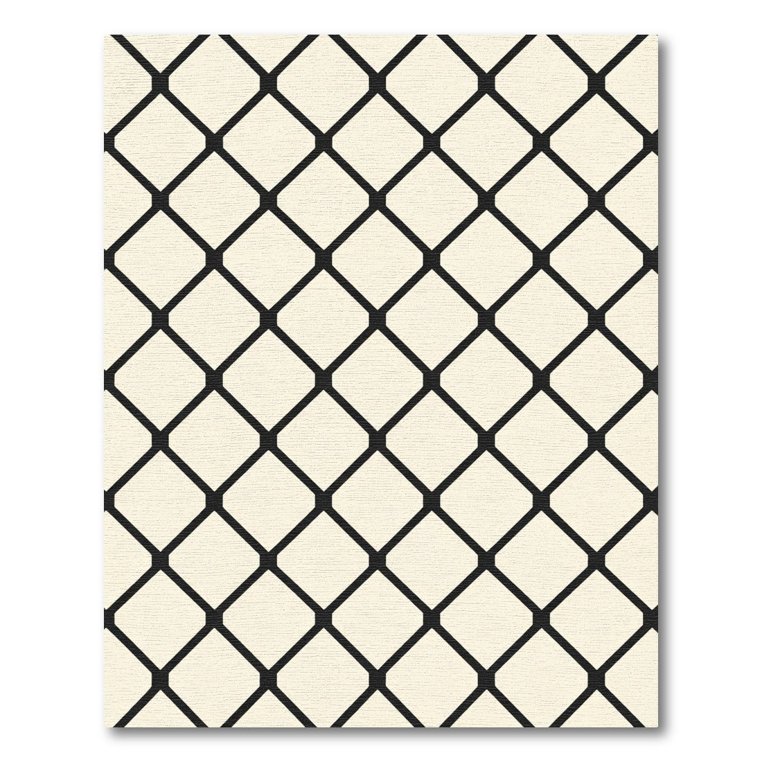 Cream Black Geometric Diamond Net Rug