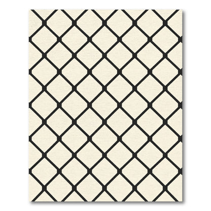 Cream Black Geometric Diamond Net Rug
