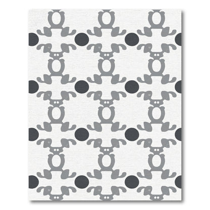 Gray Abstract Creature Dot Rug