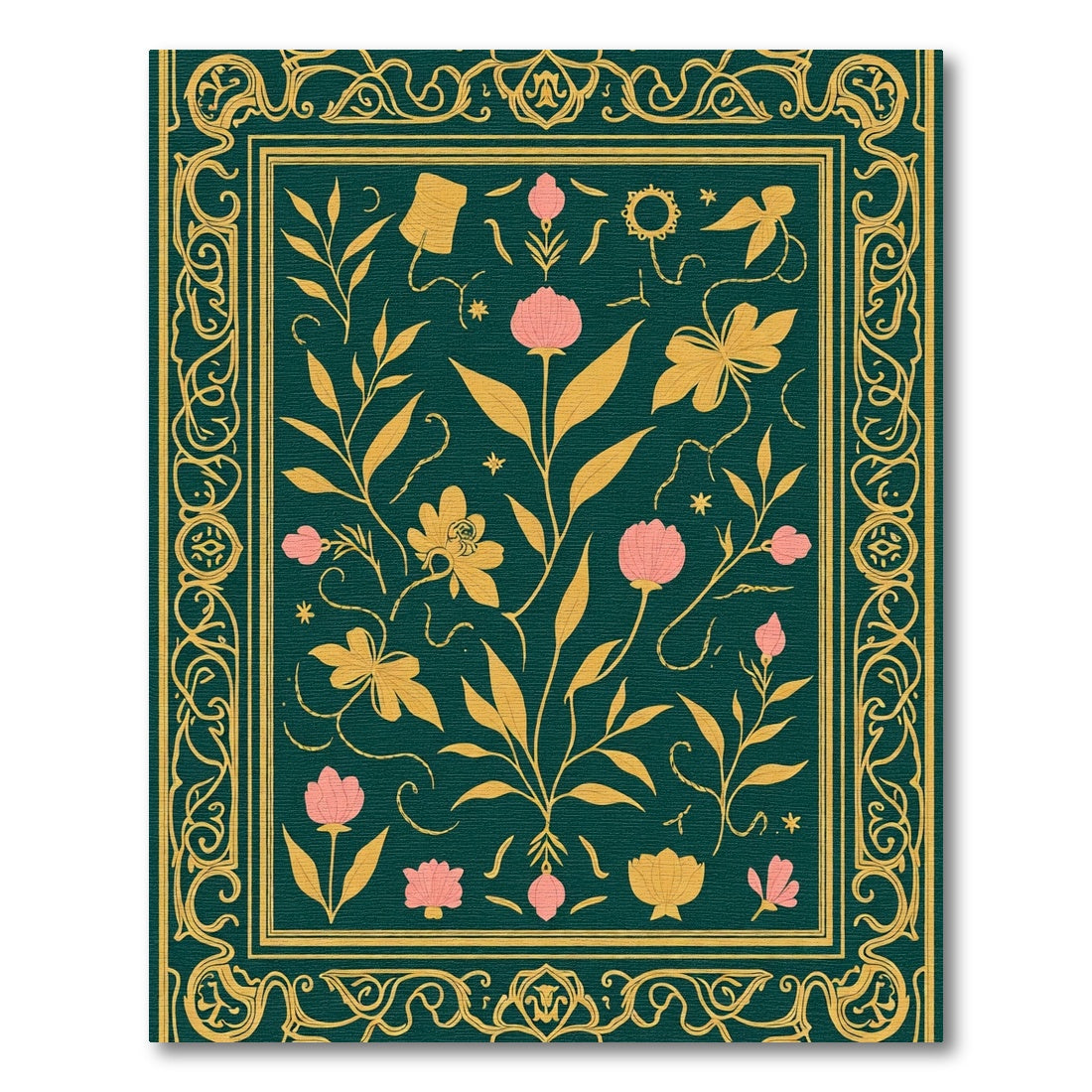 Emerald Garden Floral Whimsical Rug