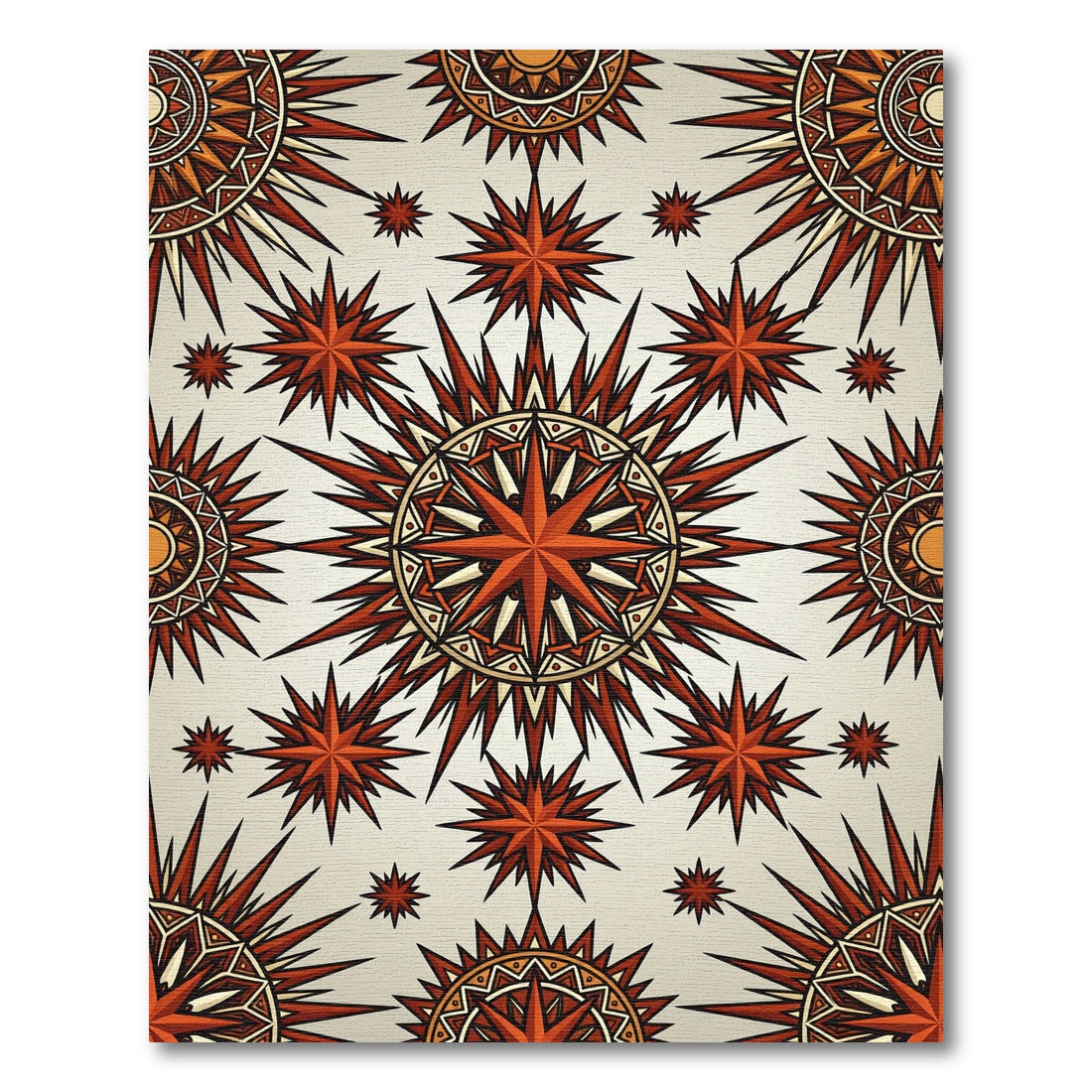 Radiant Crimson Celestial Starburst Medallion Rug