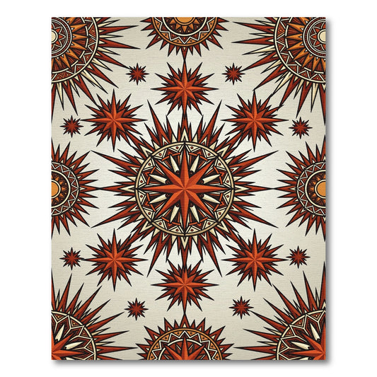 Radiant Crimson Celestial Starburst Medallion Rug