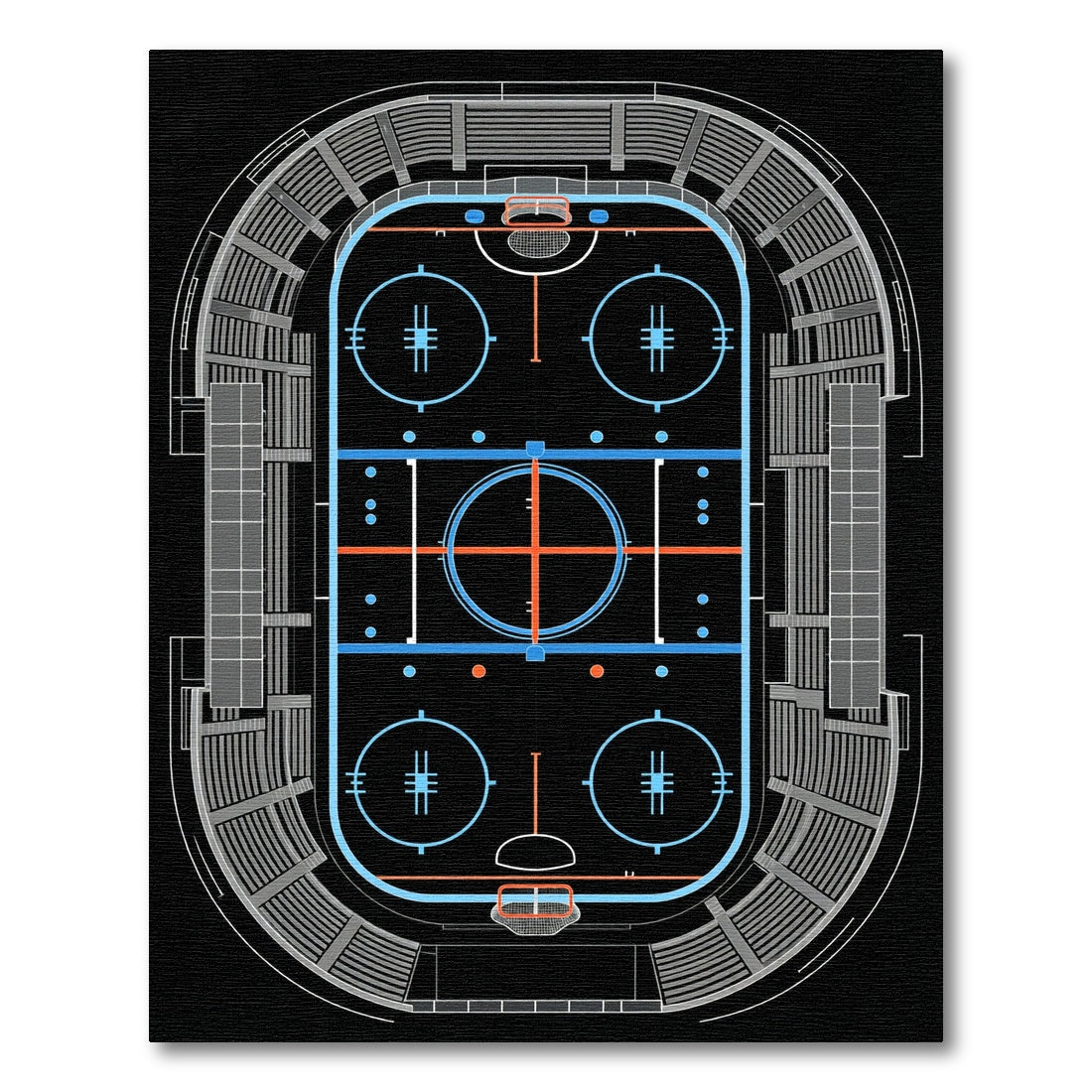 Modern Neon Hockey Rink Illustration Rug