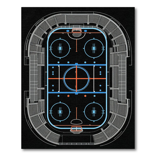 Modern Neon Hockey Rink Illustration Rug