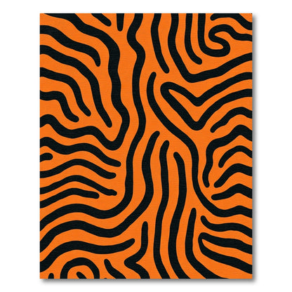 Bold Orange Black Wavy Stripes Rug