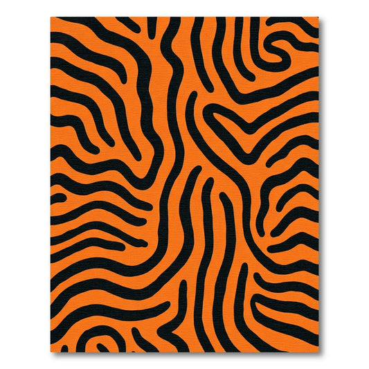 Bold Orange Black Wavy Stripes Rug