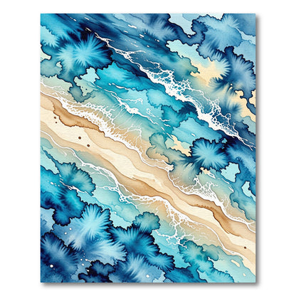 Abstract Coastal Tides Blue Ocean Wave Rug