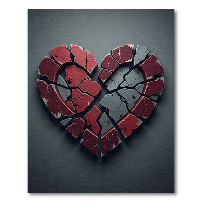 Cracked Heart Red Gray Abstract Rug
