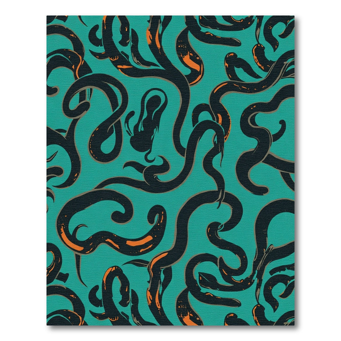 Teal And Orange Serpent Swirl Rug