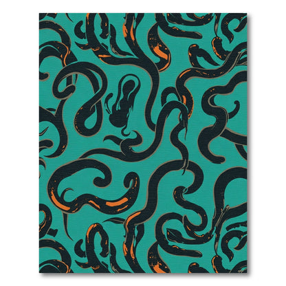 Teal And Orange Serpent Swirl Rug
