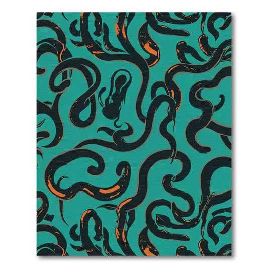 Teal And Orange Serpent Swirl Rug