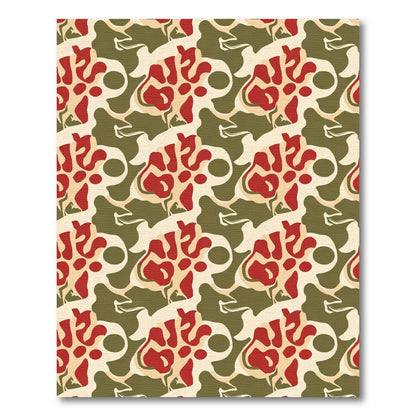Cream Red Abstract Organic Flow Rug