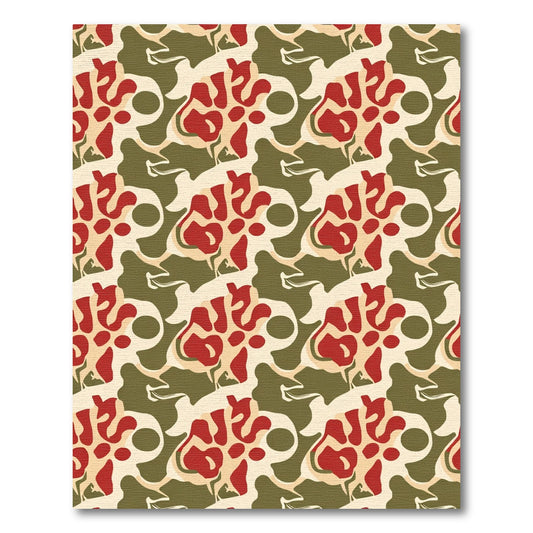 Cream Red Abstract Organic Flow Rug