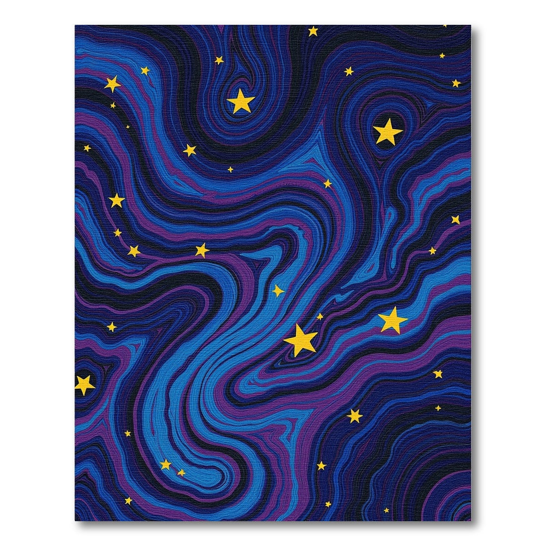 Swirling Yellow Stars Deep Blue Rug 2