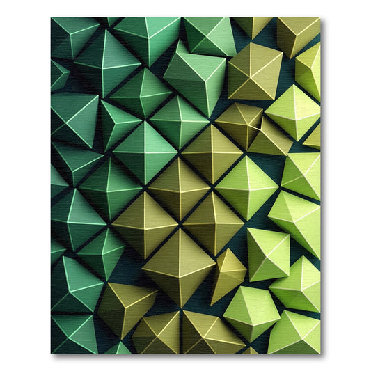 Shades of Green Geometric Facet Rug
