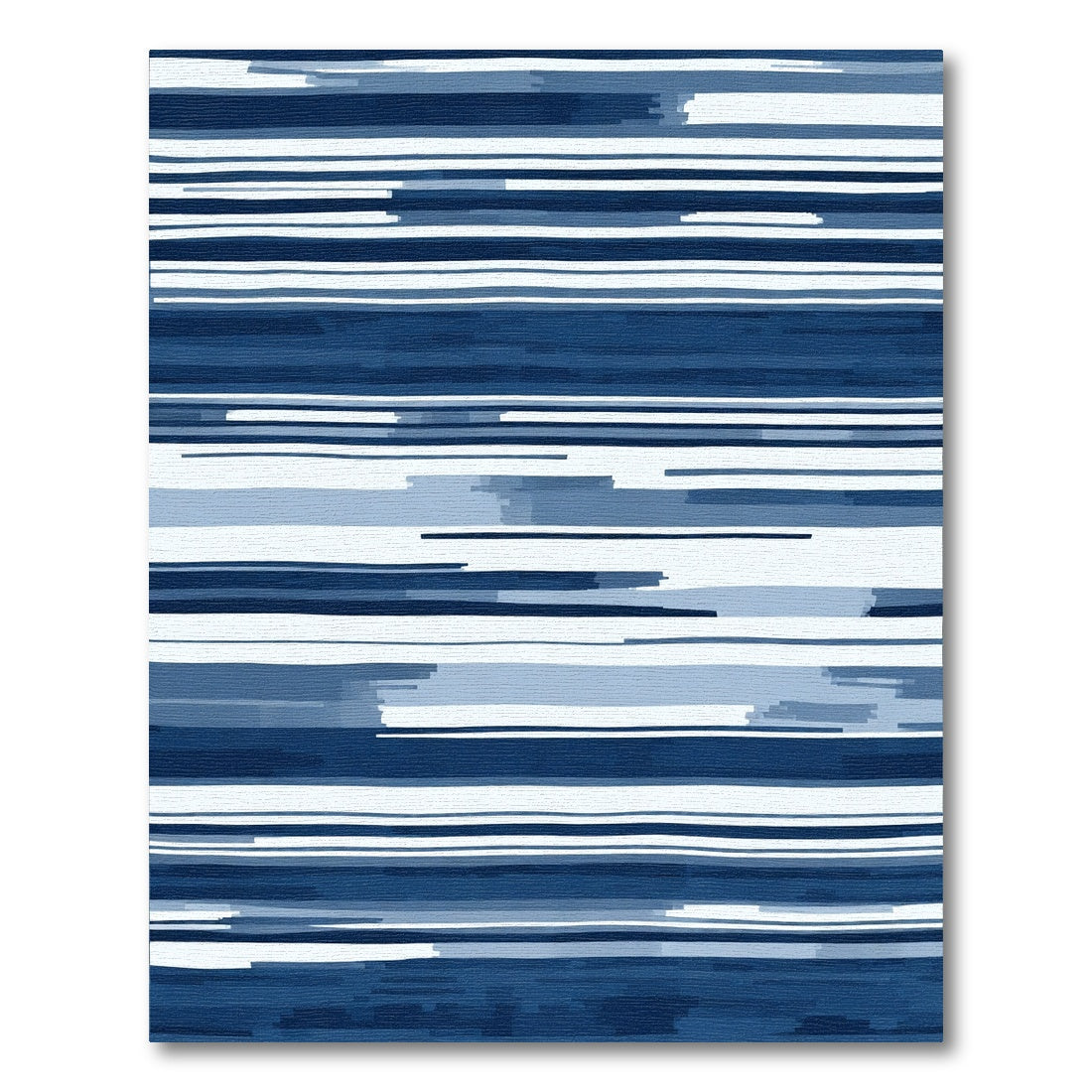 Deep Blue Abstract Stripe Rug