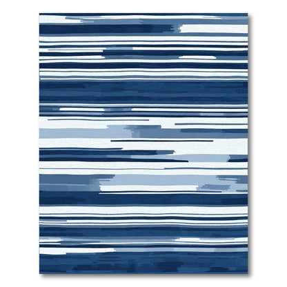 Deep Blue Abstract Stripe Rug