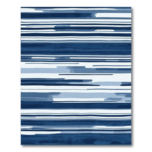 Deep Blue Abstract Stripe Rug