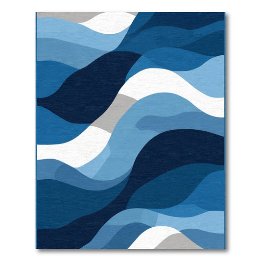 Deep Blue Wave Abstract Rug