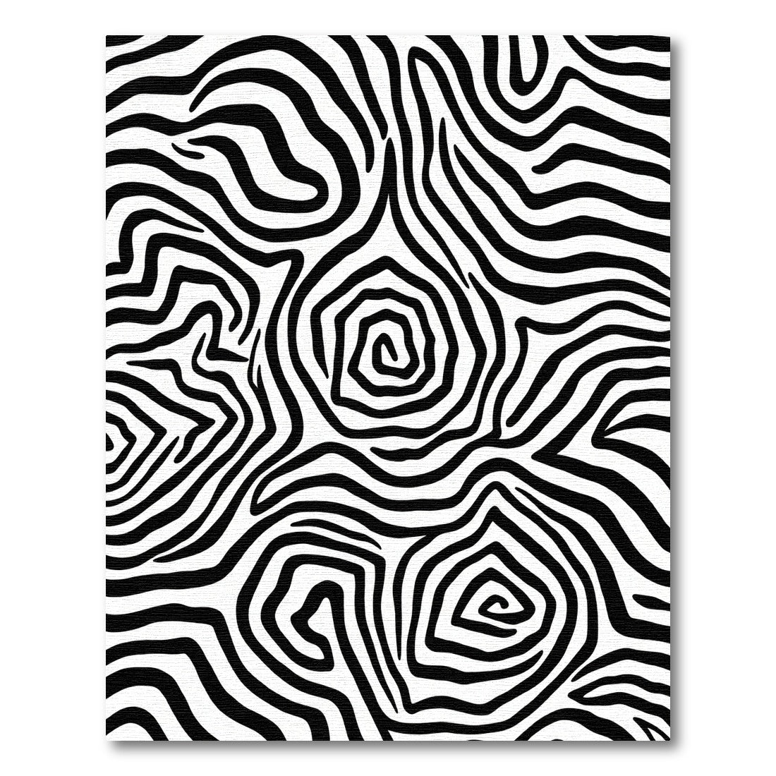 Black White Swirling Animal Print Rug