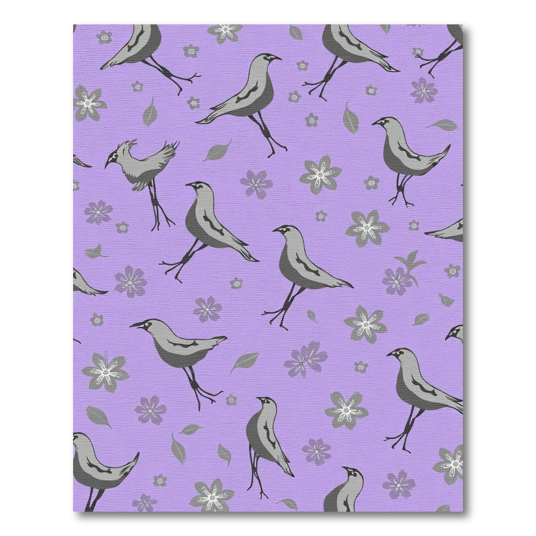 Whimsical Gray Birds Purple Garden Rug