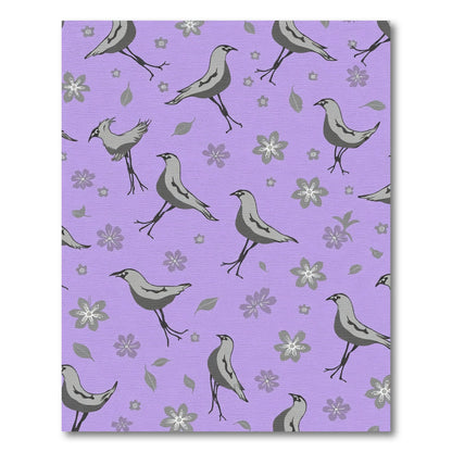 Whimsical Gray Birds Purple Garden Rug
