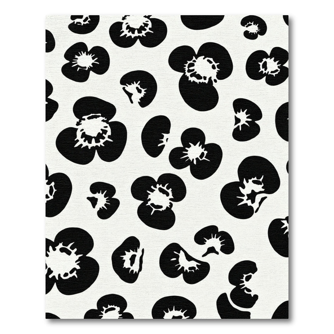 Abstract Black White Floral Scatter Rug