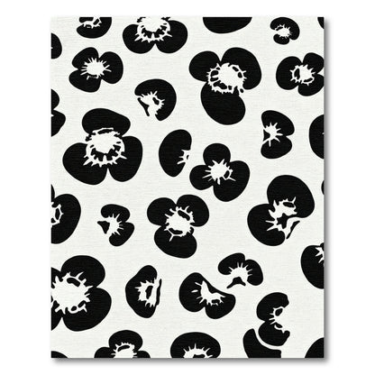 Abstract Black White Floral Scatter Rug