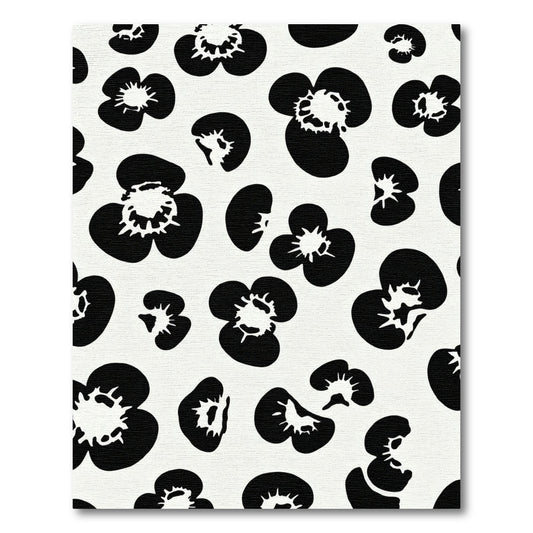 Abstract Black White Floral Scatter Rug