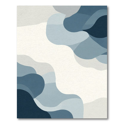 Abstract Blue Wave Layers Rug
