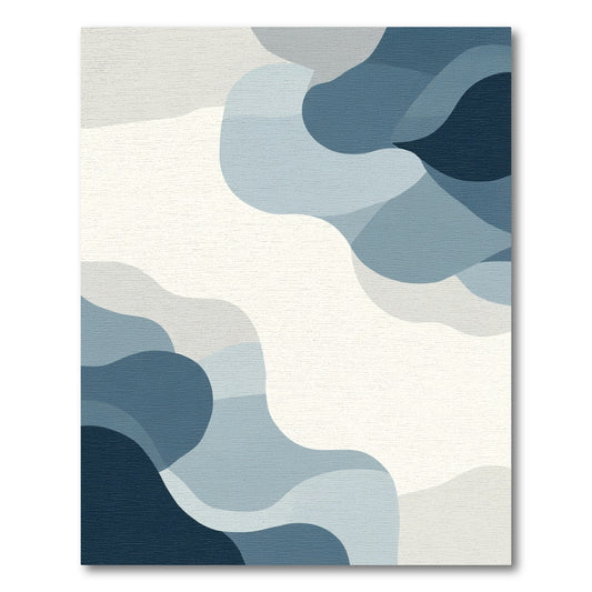 Abstract Blue Wave Layers Rug