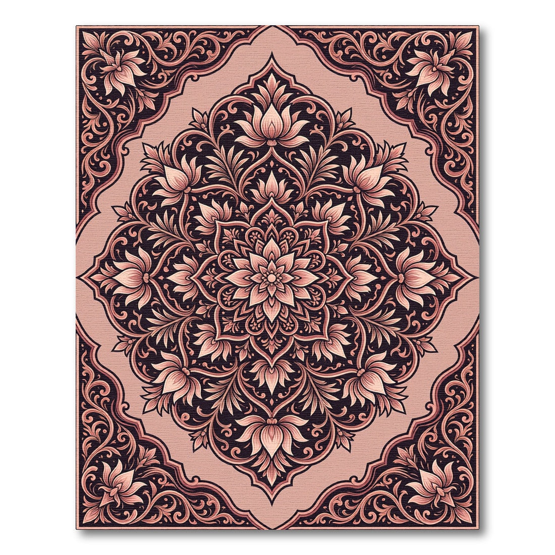 Vintage Rose Floral Mandala Accent Rug