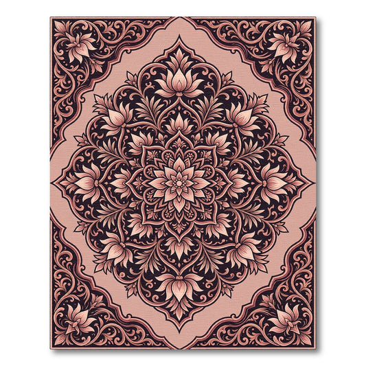 Vintage Rose Floral Mandala Accent Rug