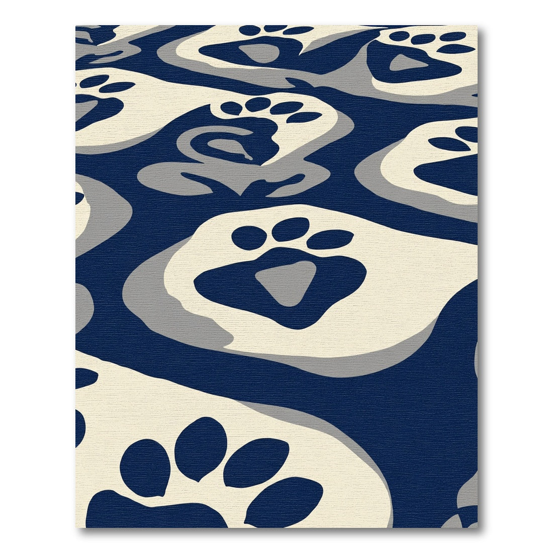 Deep Blue Paw Print Camouflage Rug
