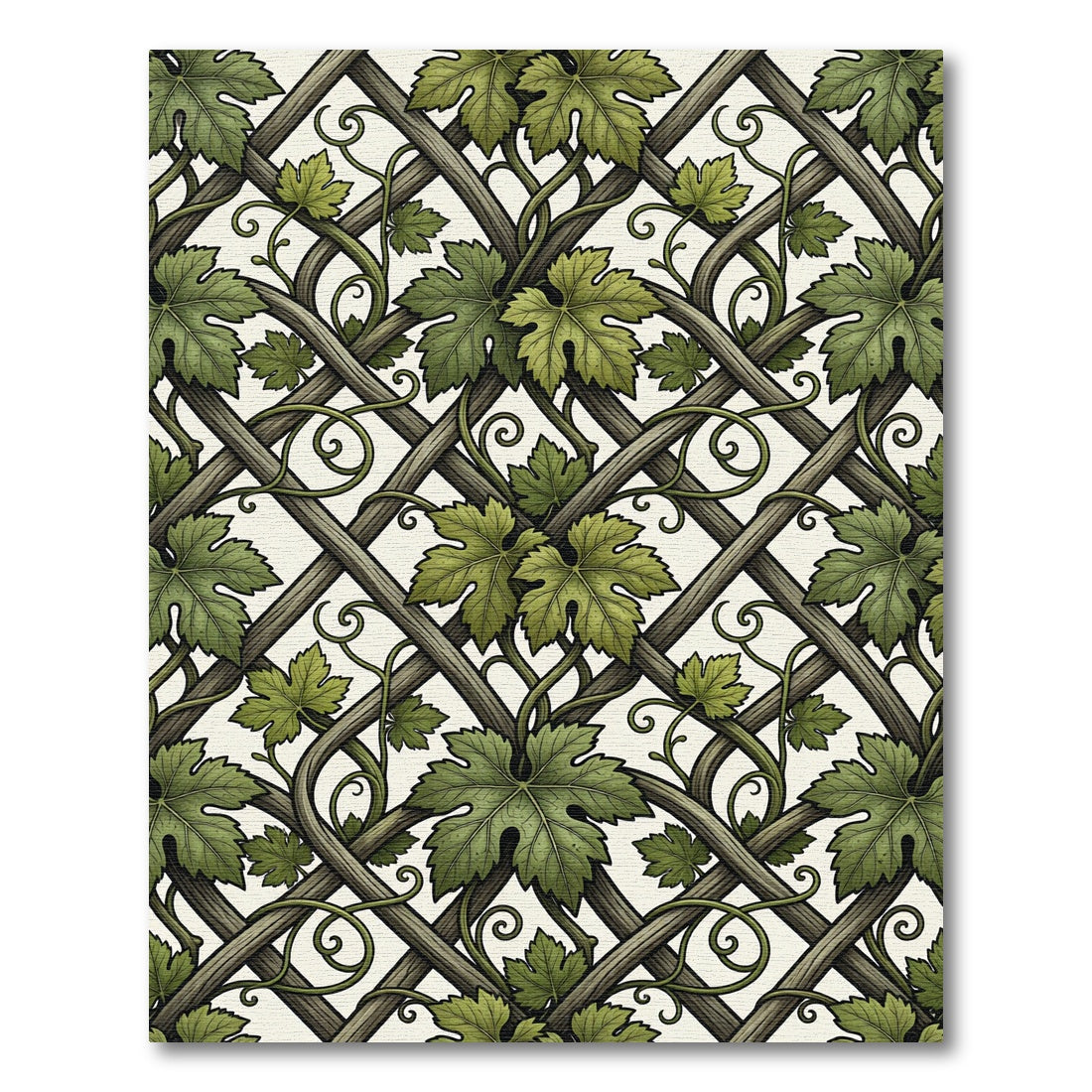 Green Grape Vine Leaf Trellis Rug