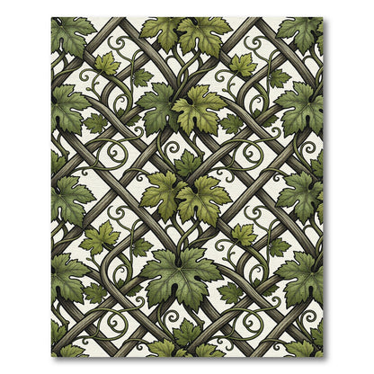 Green Grape Vine Leaf Trellis Rug