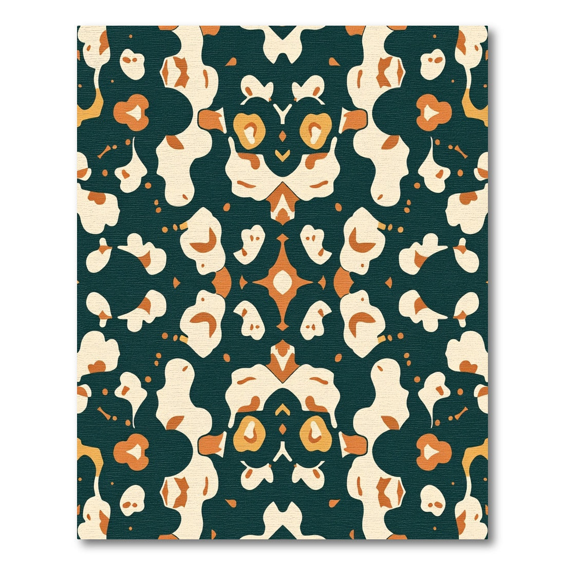 Teal Orange Cream Abstract Organic Shapes Rug