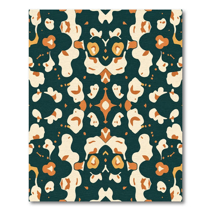 Teal Orange Cream Abstract Organic Shapes Rug