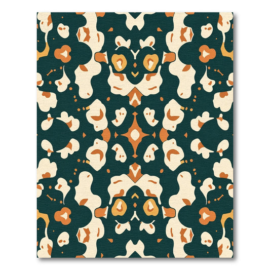 Teal Orange Cream Abstract Organic Shapes Rug