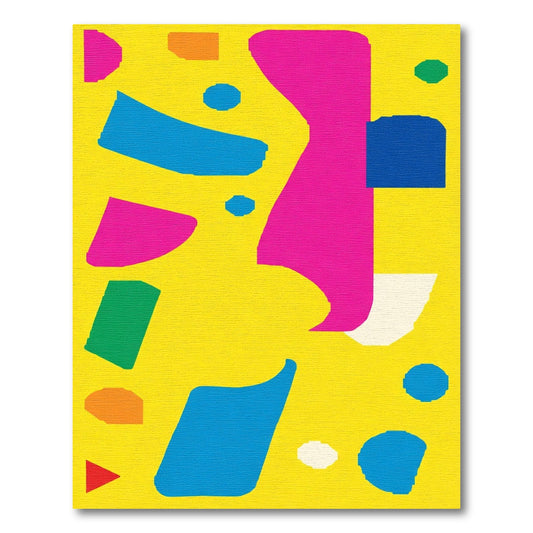 Bright Yellow Bold Abstract Shapes Rug