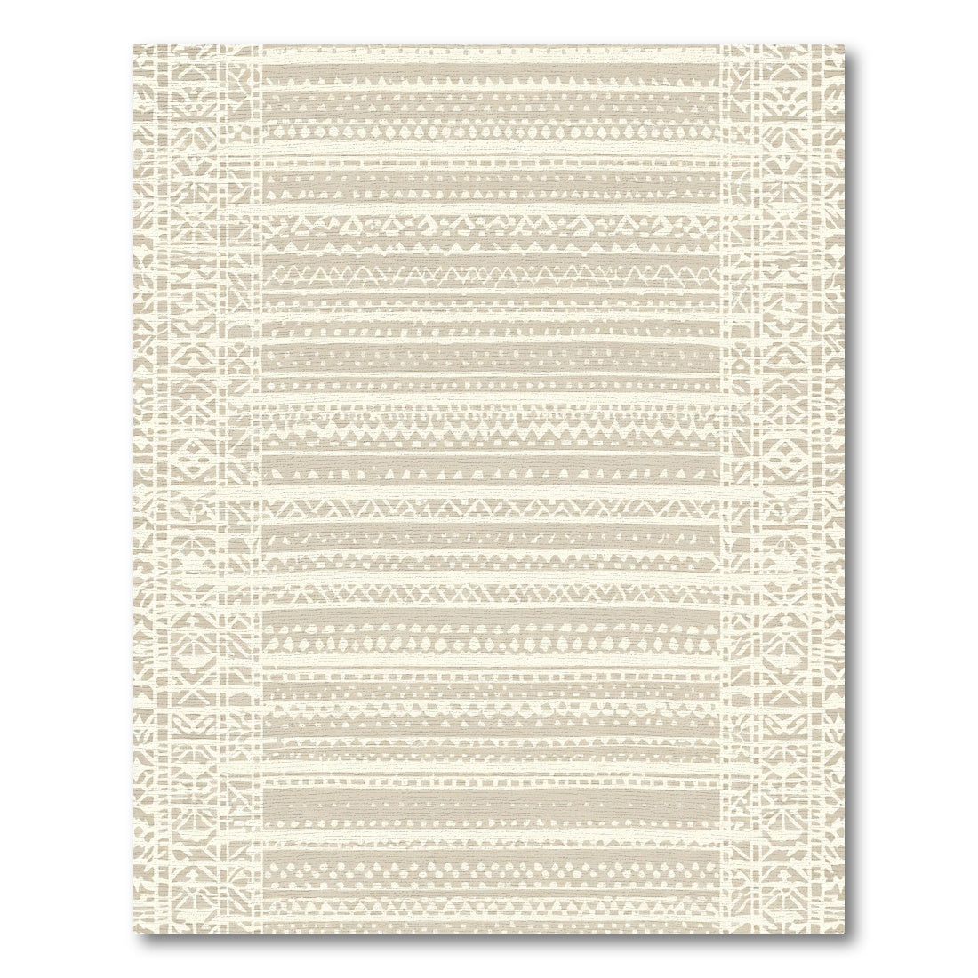 Natural Beige Woven Stripe Collage Rug