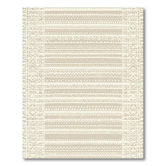 Natural Beige Woven Stripe Collage Rug